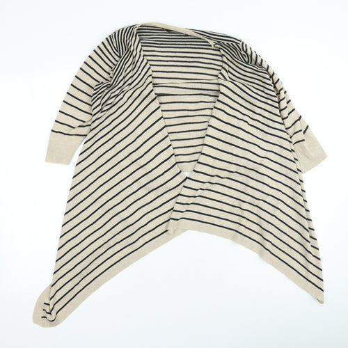 berretti Womens Brown V-Neck Striped Cotton Cardigan Jumper Size S
