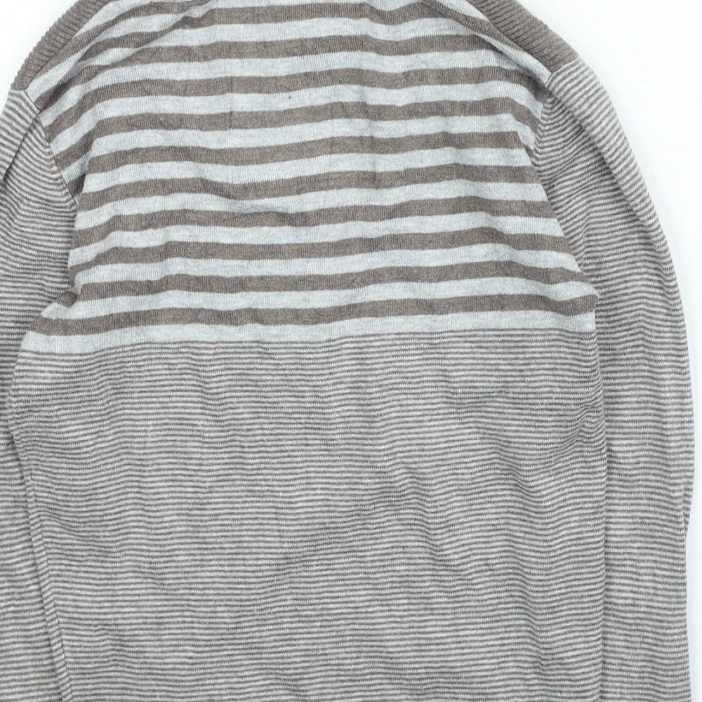 Jasper Conran Womens Brown Striped Viscose Basic T-Shirt Size 8 V-Neck