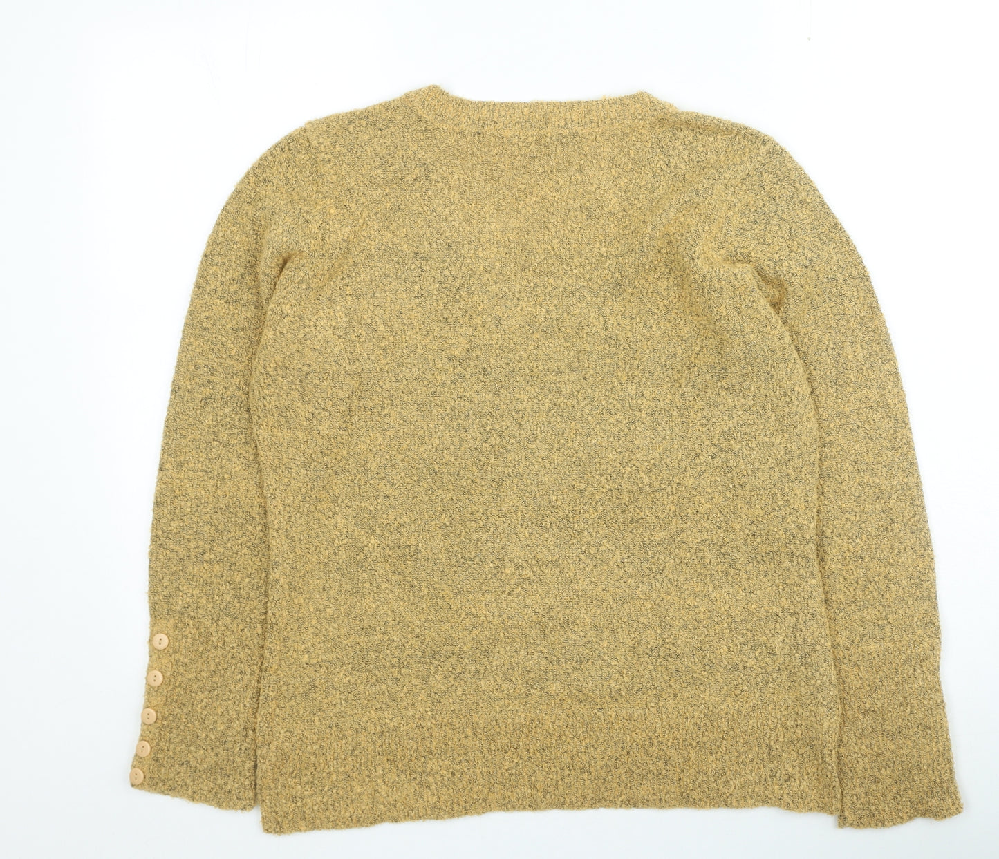 M&Co Womens Yellow V-Neck Acrylic Pullover Jumper Size L