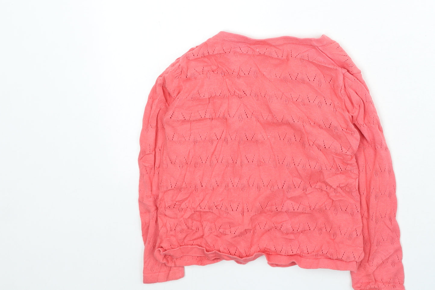 F&F Girls Pink Round Neck Cotton Cardigan Jumper Size 5-6 Years