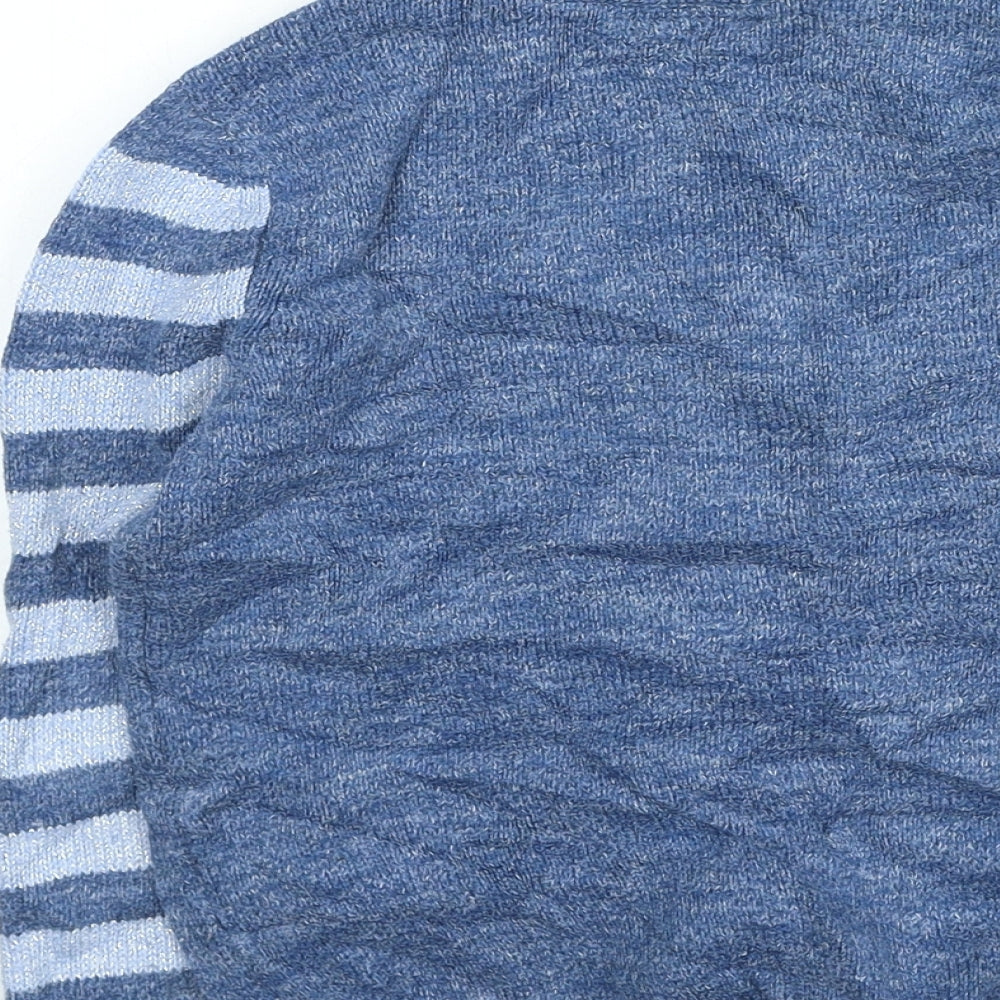 Gap Boys Blue Round Neck Striped Cotton Pullover Jumper Size 6-7 Years