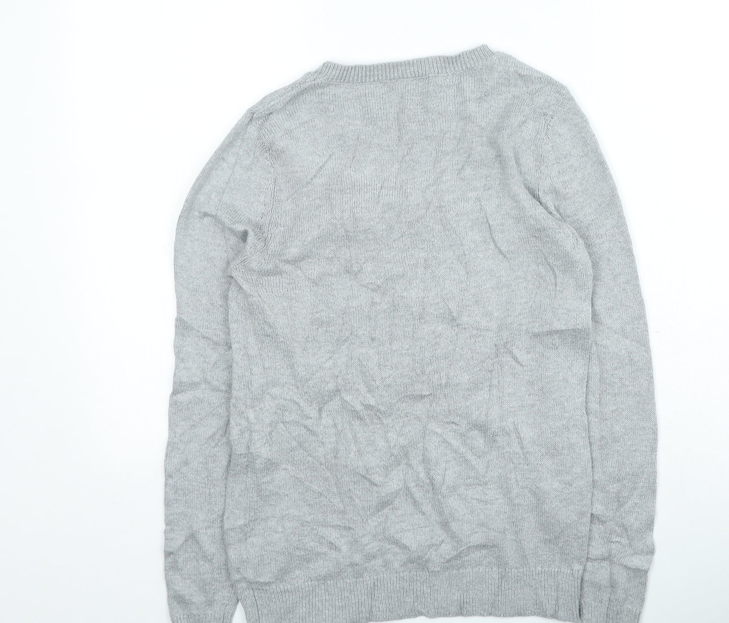 F&F Womens Grey Round Neck Cotton Pullover Jumper Size 8 - Christmas Jumper