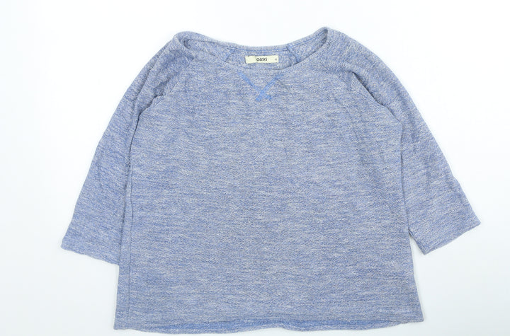 Oasis Womens Blue Round Neck Polyester Pullover Jumper Size XS