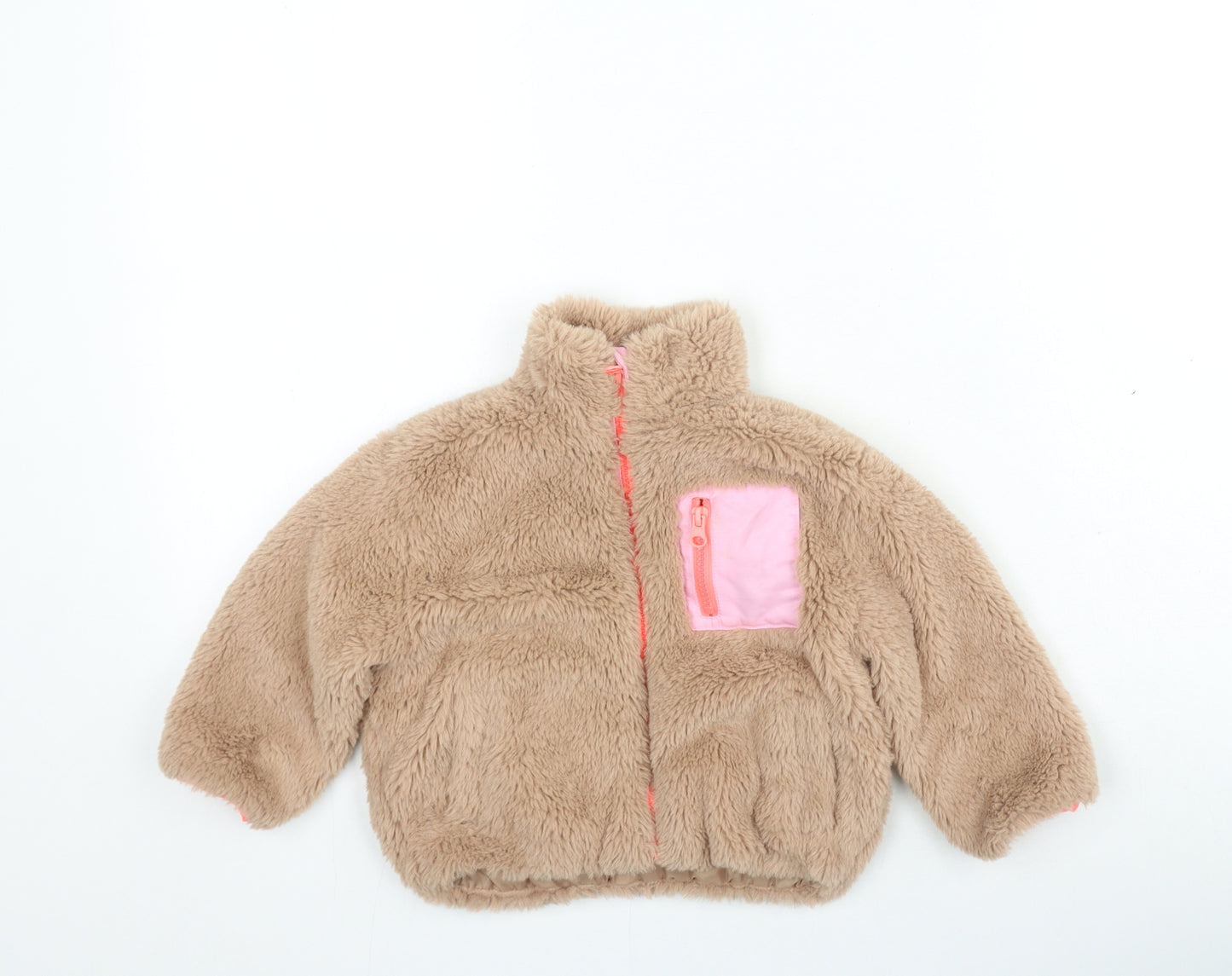 Nutmeg Girls Brown High Neck Polyester Full Zip Jumper Size 2 Years