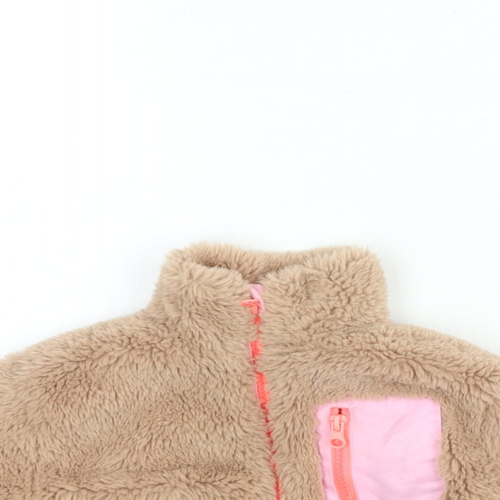 Nutmeg Girls Brown High Neck Polyester Full Zip Jumper Size 2 Years