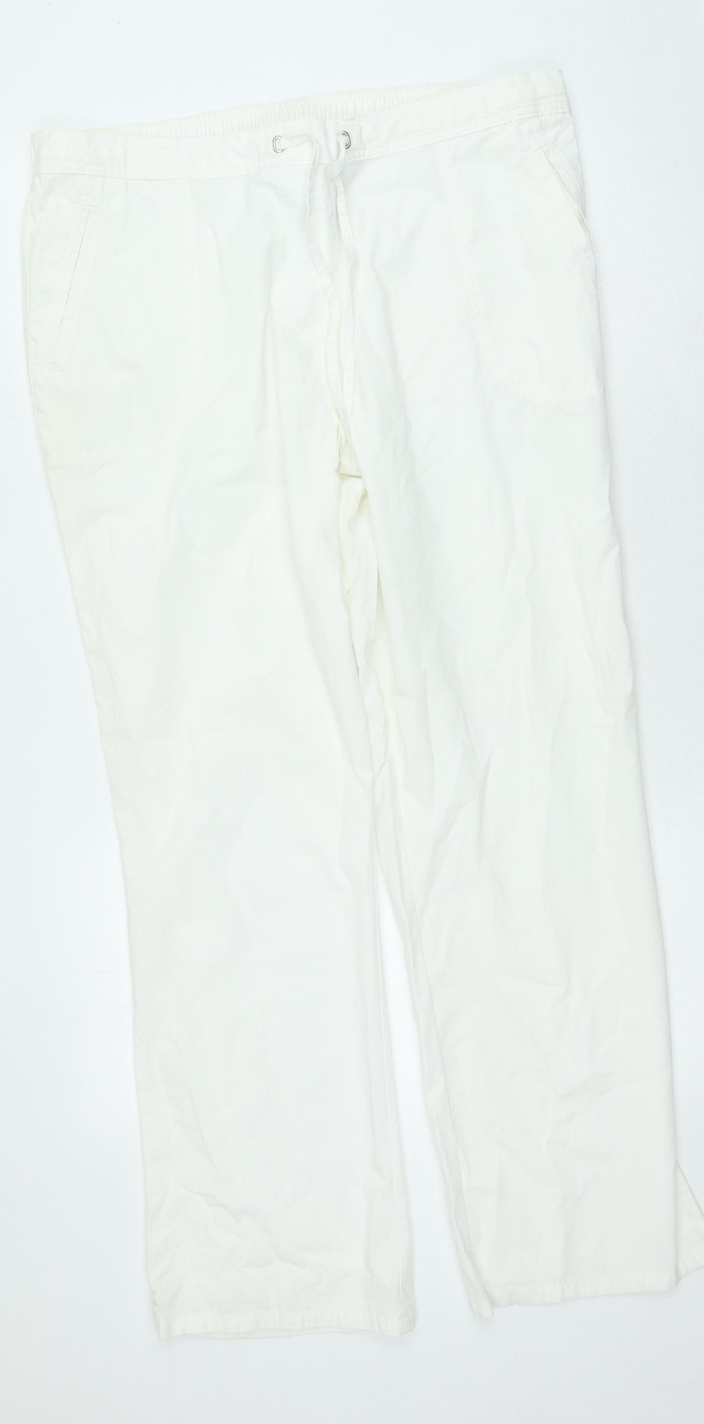 Marks and Spencer Womens White Cotton Jogger Trousers Size 18 L31 in Regular