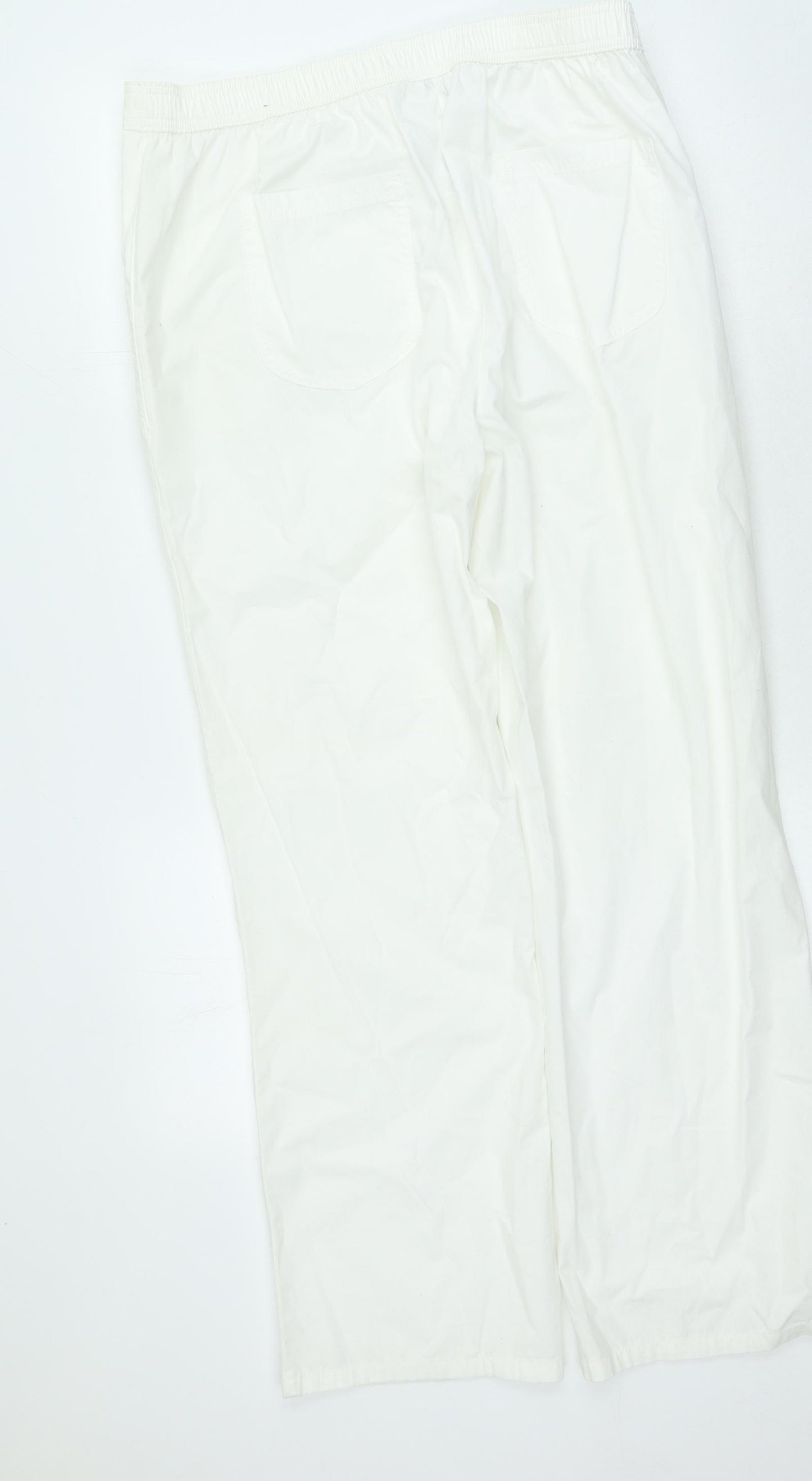 Marks and Spencer Womens White Cotton Jogger Trousers Size 18 L31 in Regular