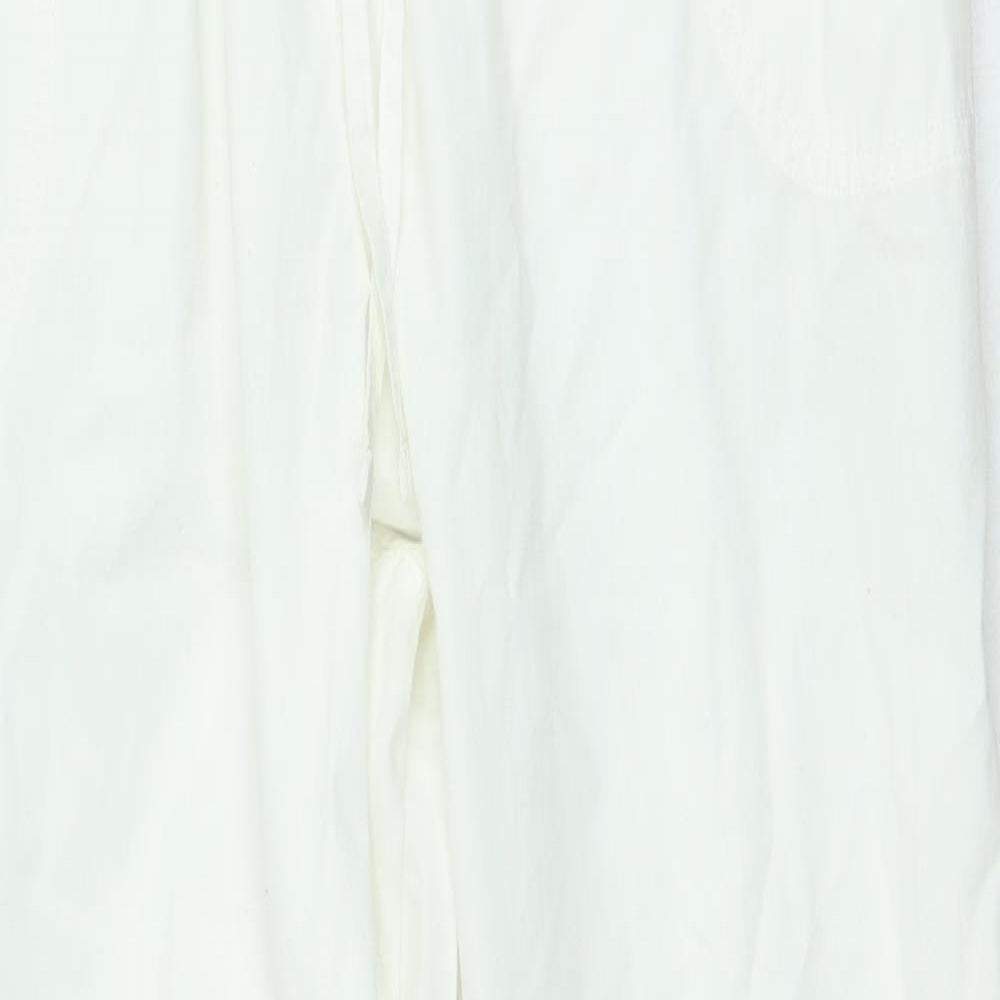 Marks and Spencer Womens White Cotton Jogger Trousers Size 18 L31 in Regular