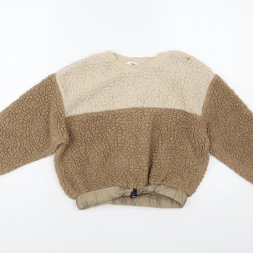 H&M Girls Beige Polyester Pullover Sweatshirt Size 8-9 Years Pullover