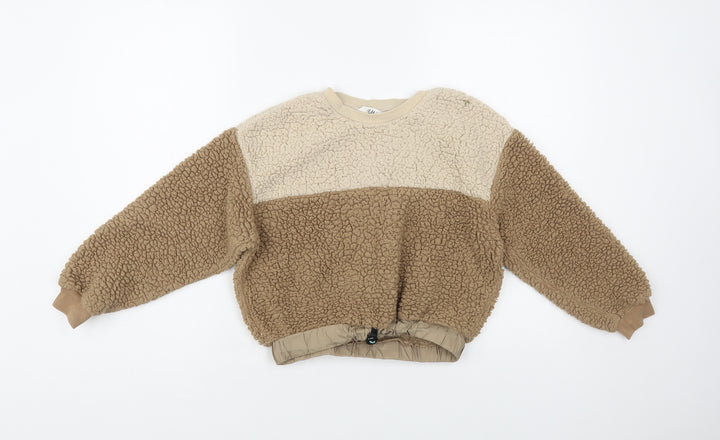 H&M Girls Beige Polyester Pullover Sweatshirt Size 8-9 Years Pullover
