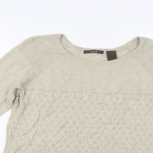 Heather B Womens Beige Boat Neck Cotton Pullover Jumper Size M