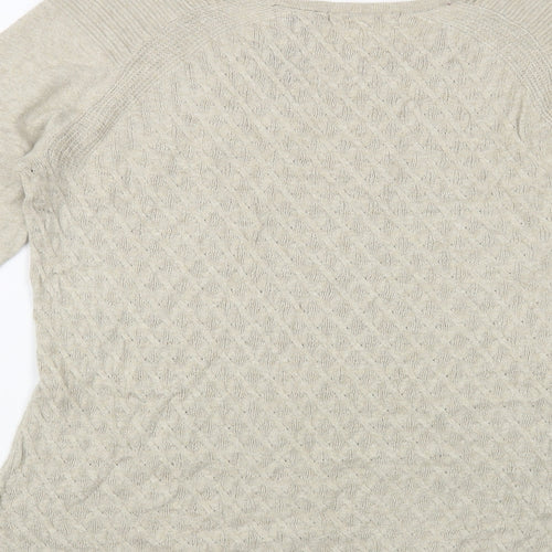 Heather B Womens Beige Boat Neck Cotton Pullover Jumper Size M