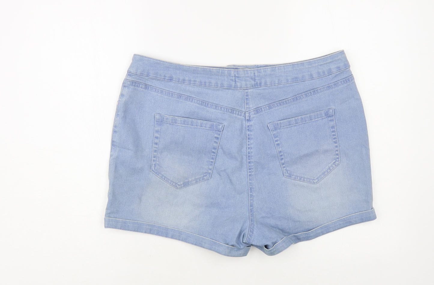 Matalan Womens Blue Cotton Hot Pants Shorts Size 16 L3 in Regular Button