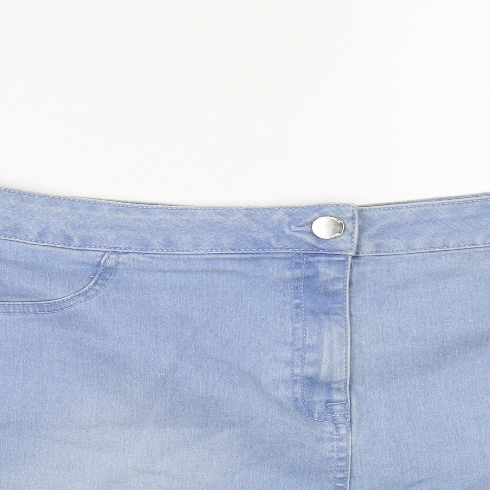 Matalan Womens Blue Cotton Hot Pants Shorts Size 16 L3 in Regular Button