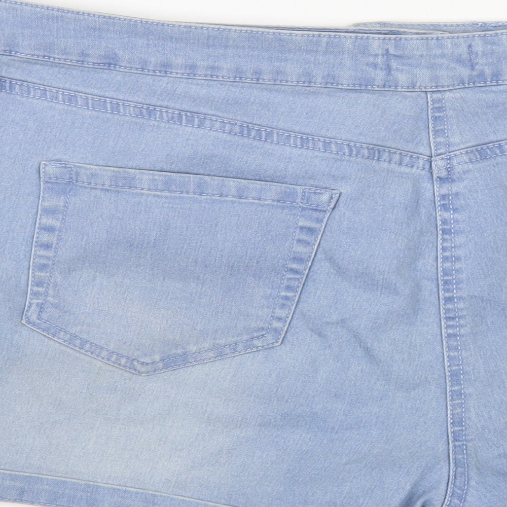 Matalan Womens Blue Cotton Hot Pants Shorts Size 16 L3 in Regular Button