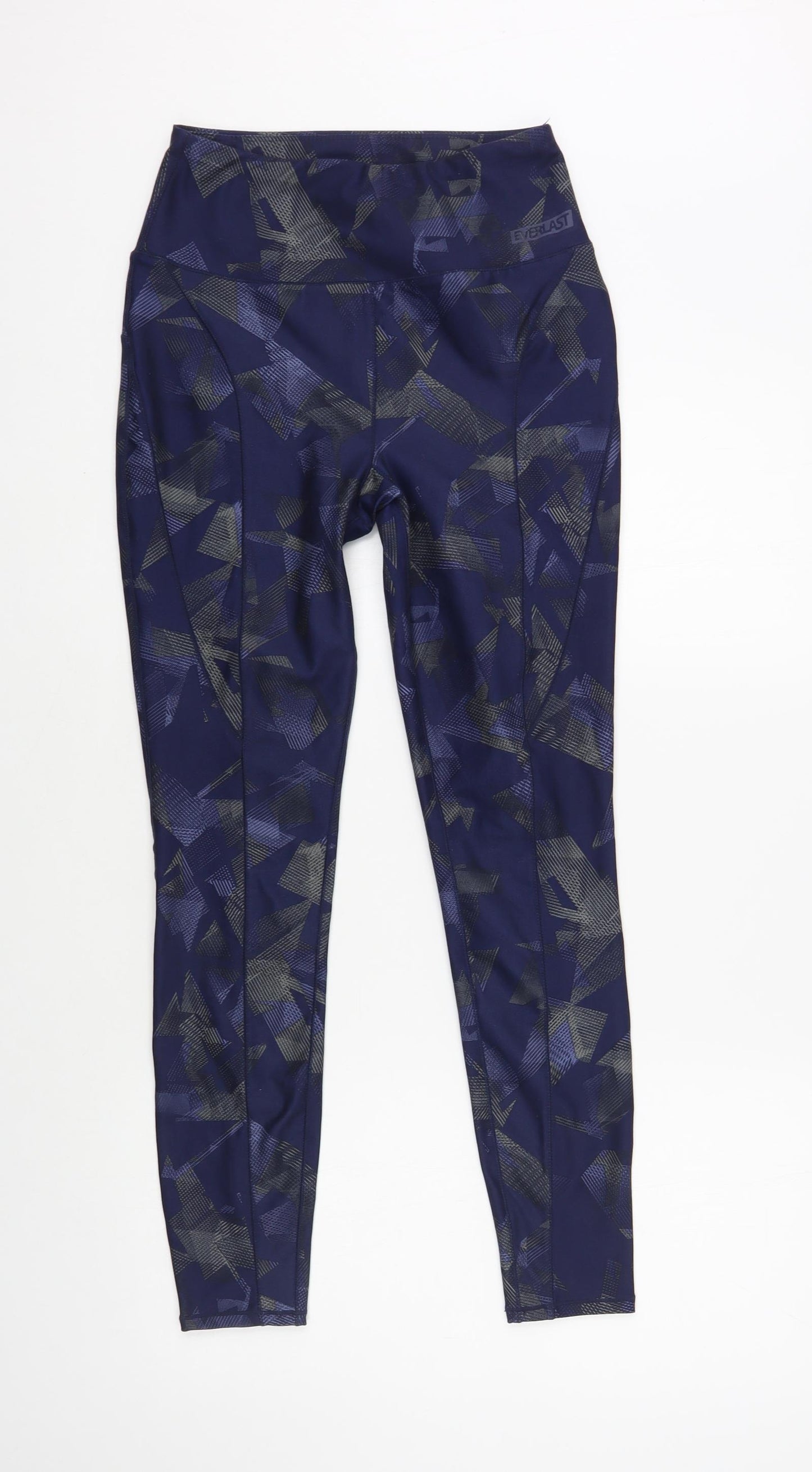 Everlast Womens Blue Geometric Polyester Compression Leggings Size S L27 in Regular