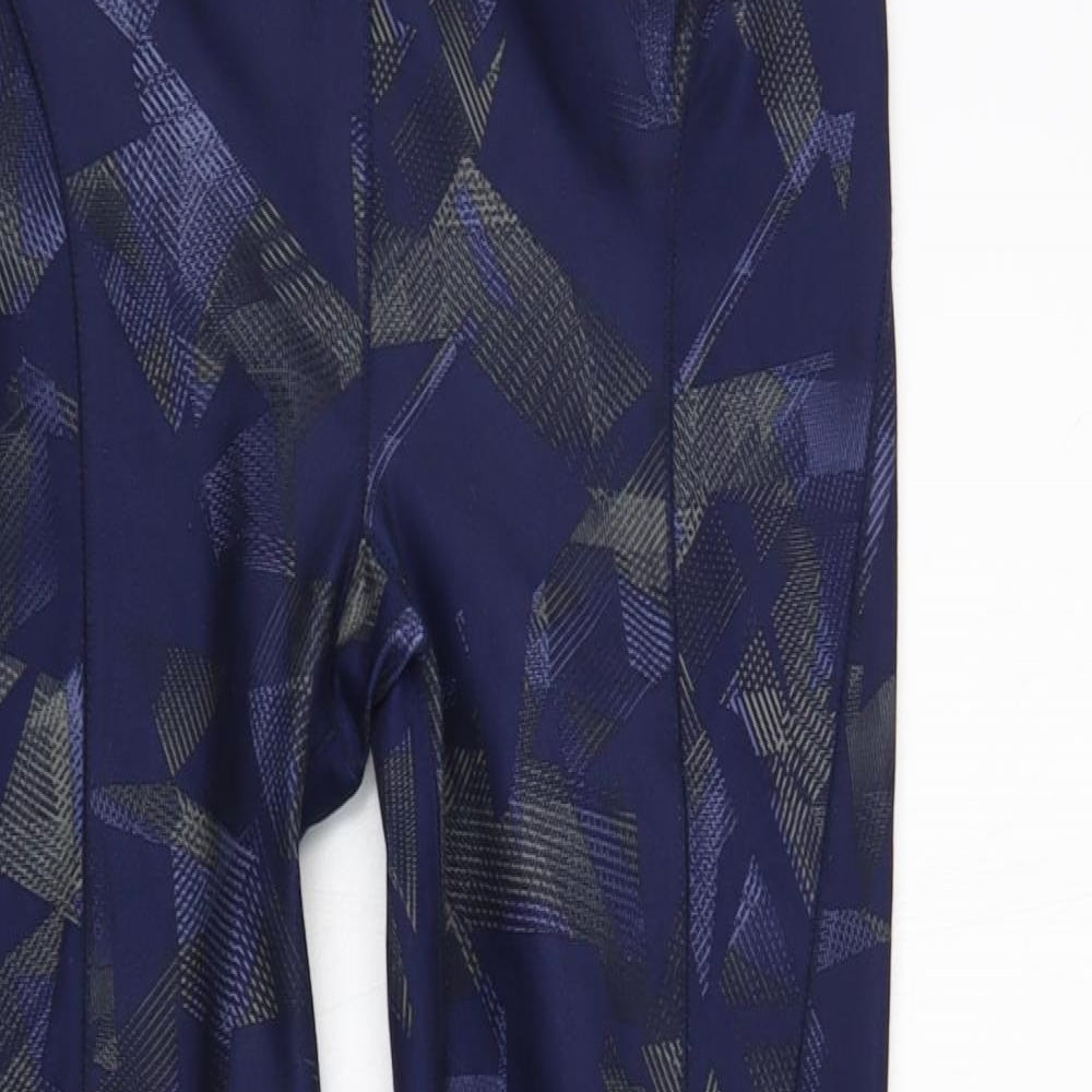 Everlast Womens Blue Geometric Polyester Compression Leggings Size S L27 in Regular