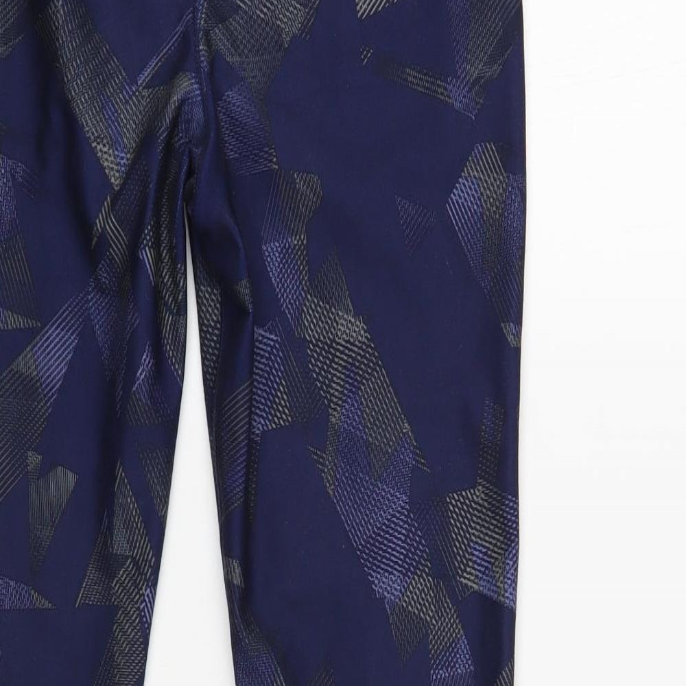 Everlast Womens Blue Geometric Polyester Compression Leggings Size S L27 in Regular