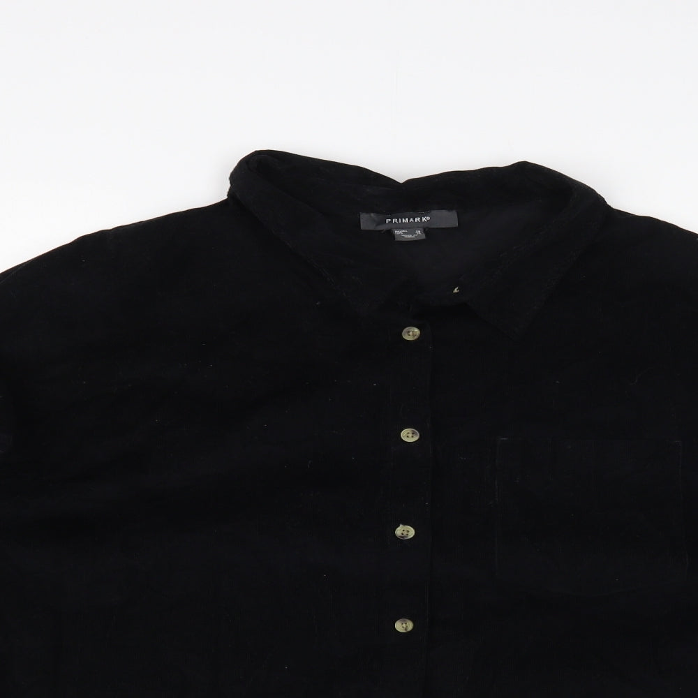 Primark Womens Black Cotton Basic Button-Up Size 20 Collared