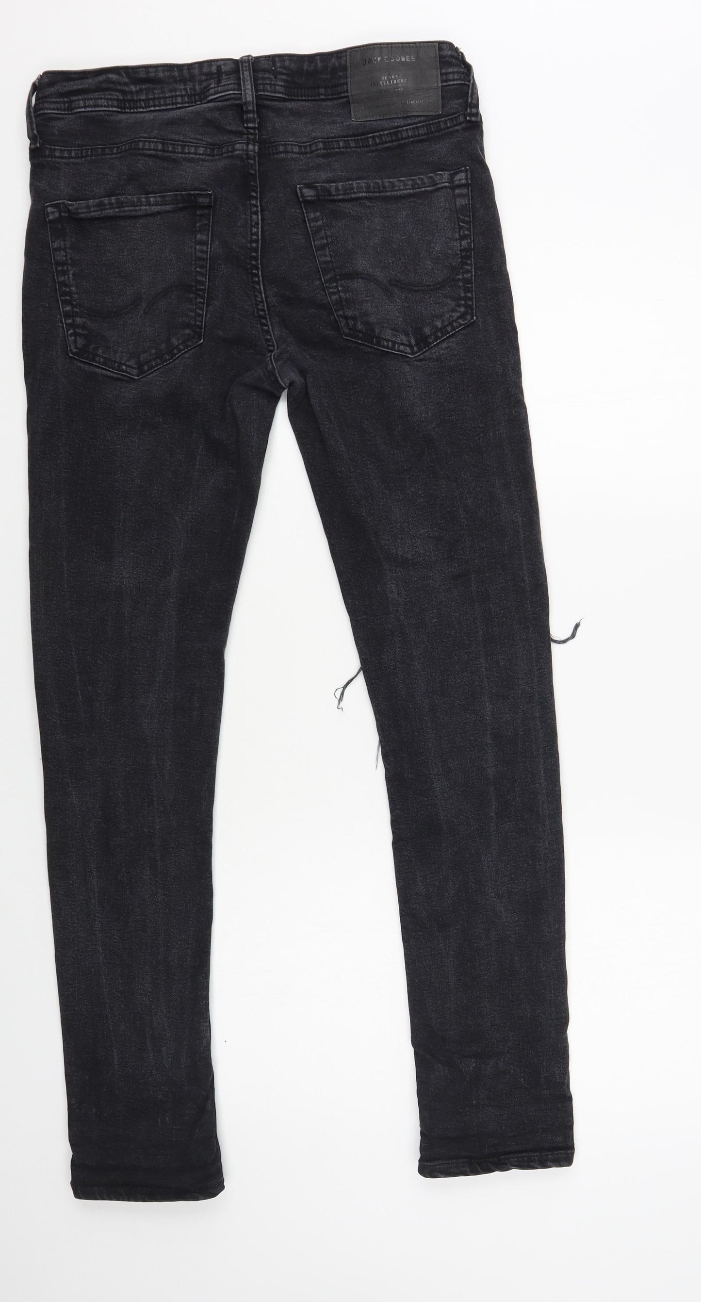 JACK & JONES Mens Grey Cotton Skinny Jeans Size 30 in L32 in Regular Button