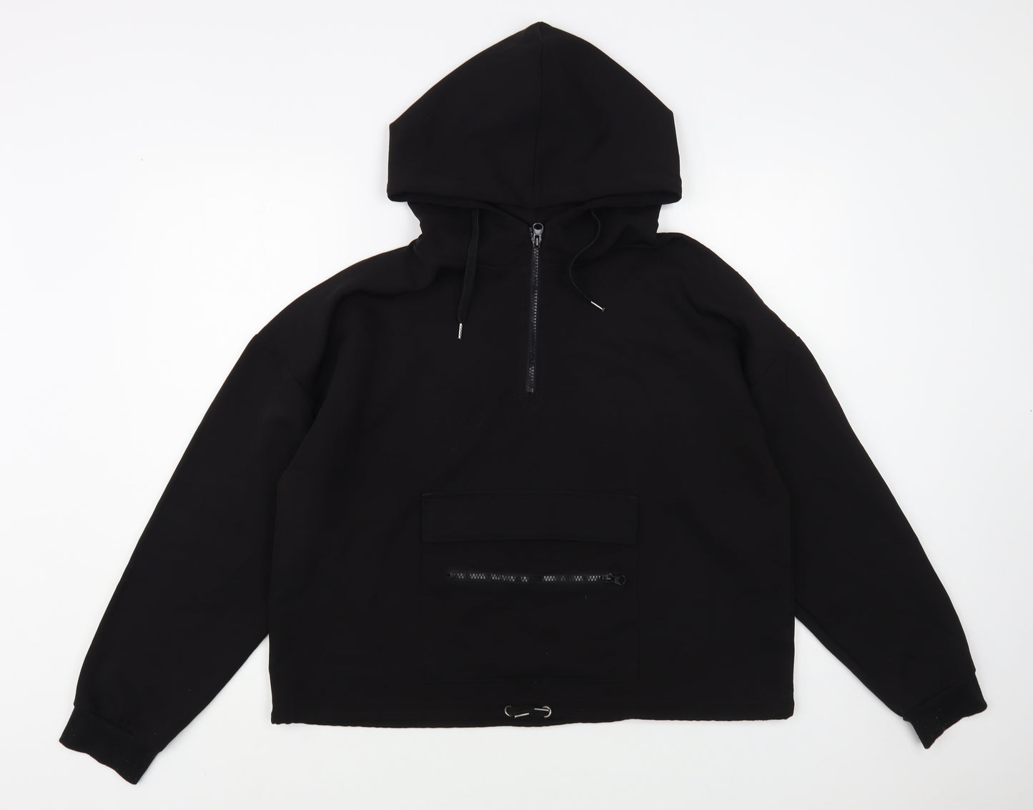 Primark Womens Black Polyester Pullover Hoodie Size M Zip