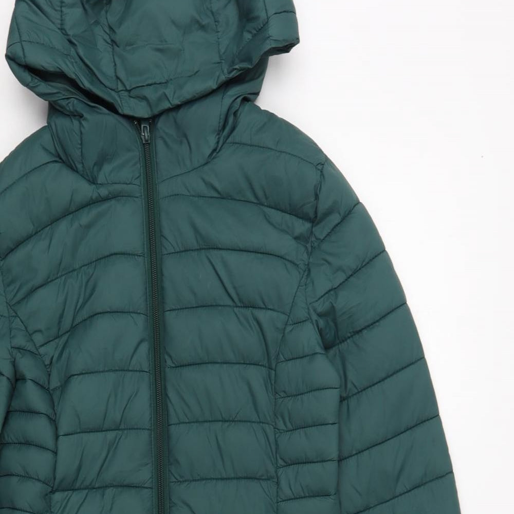 Primark Womens Green Quilted Coat Size XS Zip