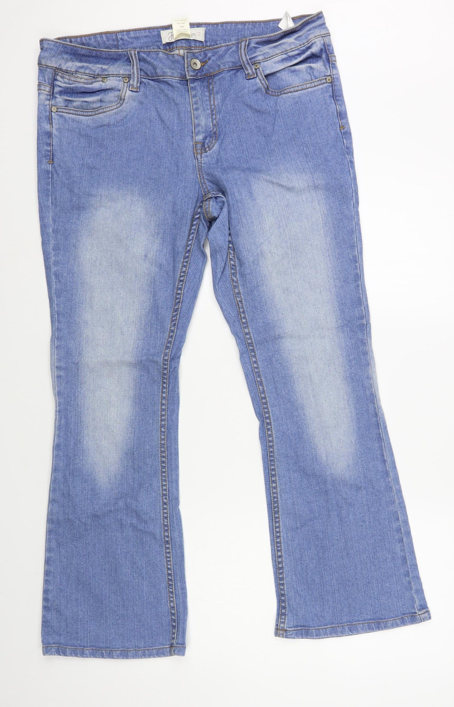 JSFN Denim Womens Blue Cotton Bootcut Jeans Size 14 L29 in Regular Button