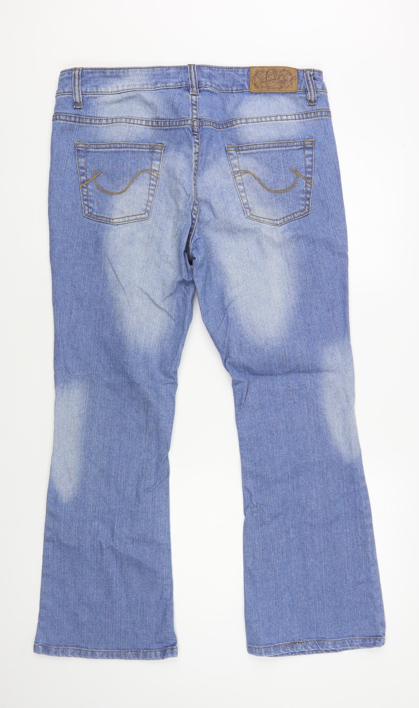JSFN Denim Womens Blue Cotton Bootcut Jeans Size 14 L29 in Regular Button