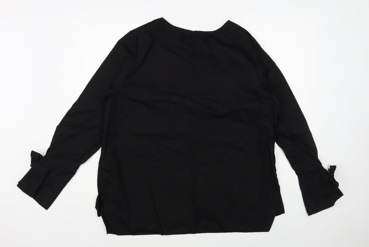 New Look Womens Black Cotton Basic Blouse Size 18 Round Neck