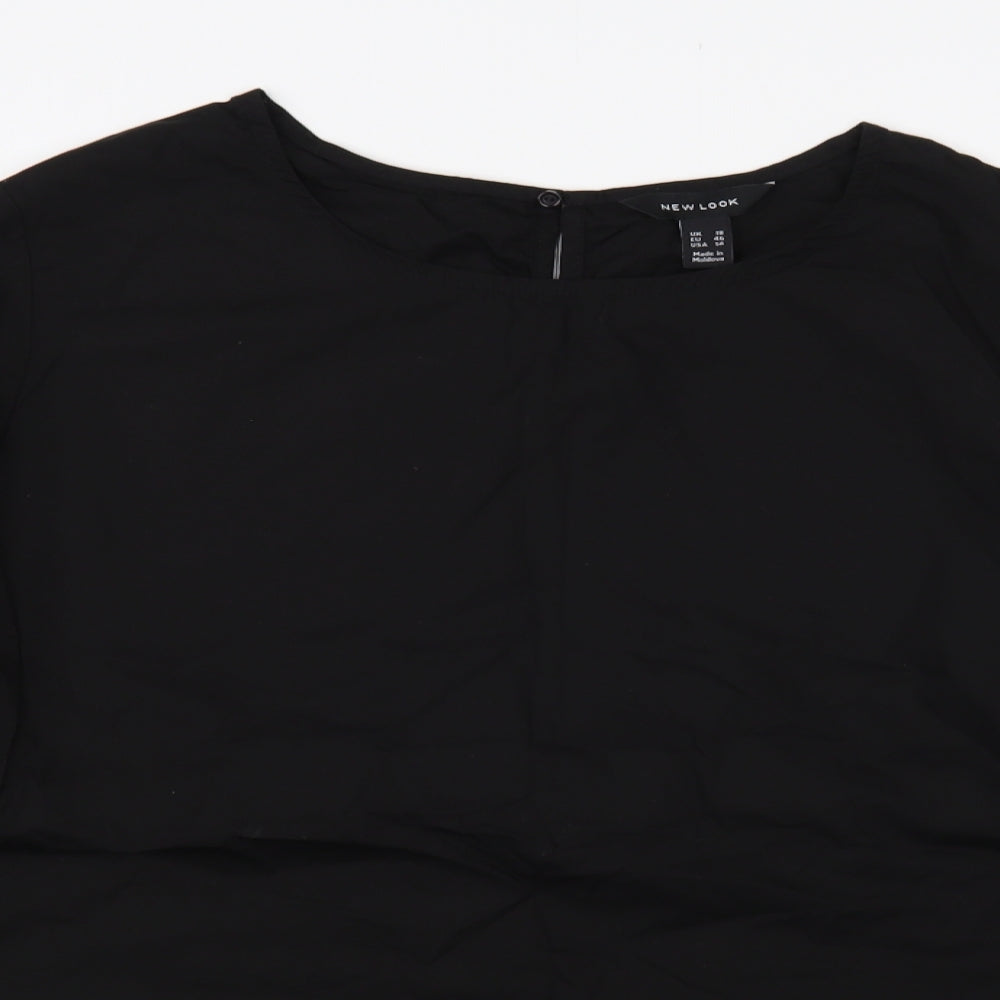 New Look Womens Black Cotton Basic Blouse Size 18 Round Neck