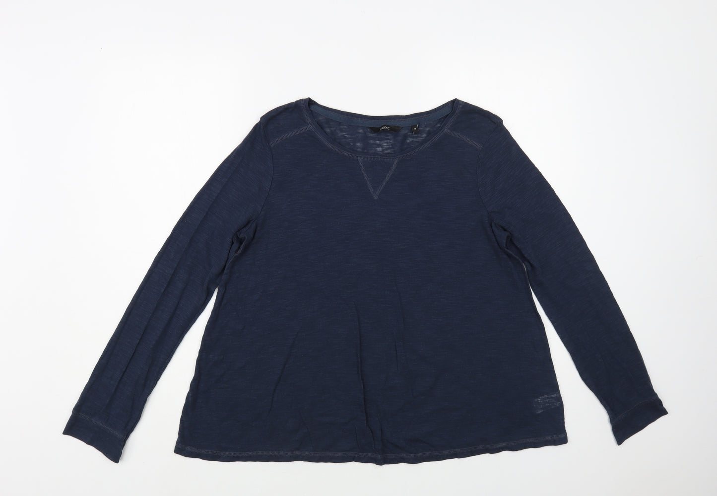 NEXT Womens Blue Polyester Basic T-Shirt Size 14 Boat Neck