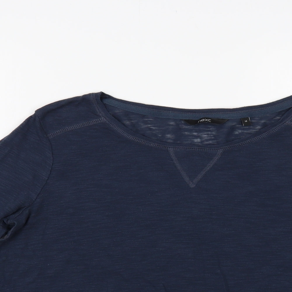 NEXT Womens Blue Polyester Basic T-Shirt Size 14 Boat Neck