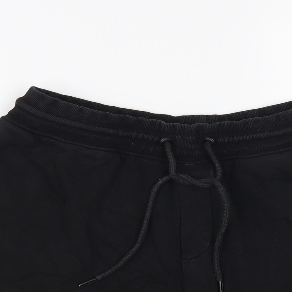 JACK & JONES Mens Black Cotton Sweat Shorts Size L L6 in Regular Drawstring