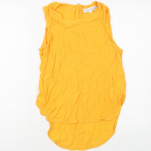Finders Keepers Womens Orange Viscose Basic Blouse Size S Boat Neck