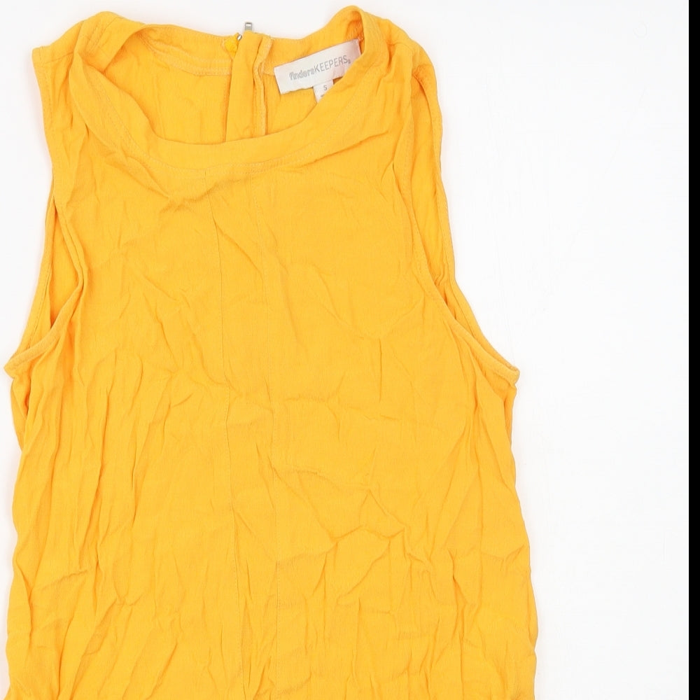 Finders Keepers Womens Orange Viscose Basic Blouse Size S Boat Neck
