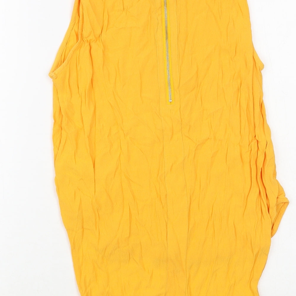 Finders Keepers Womens Orange Viscose Basic Blouse Size S Boat Neck