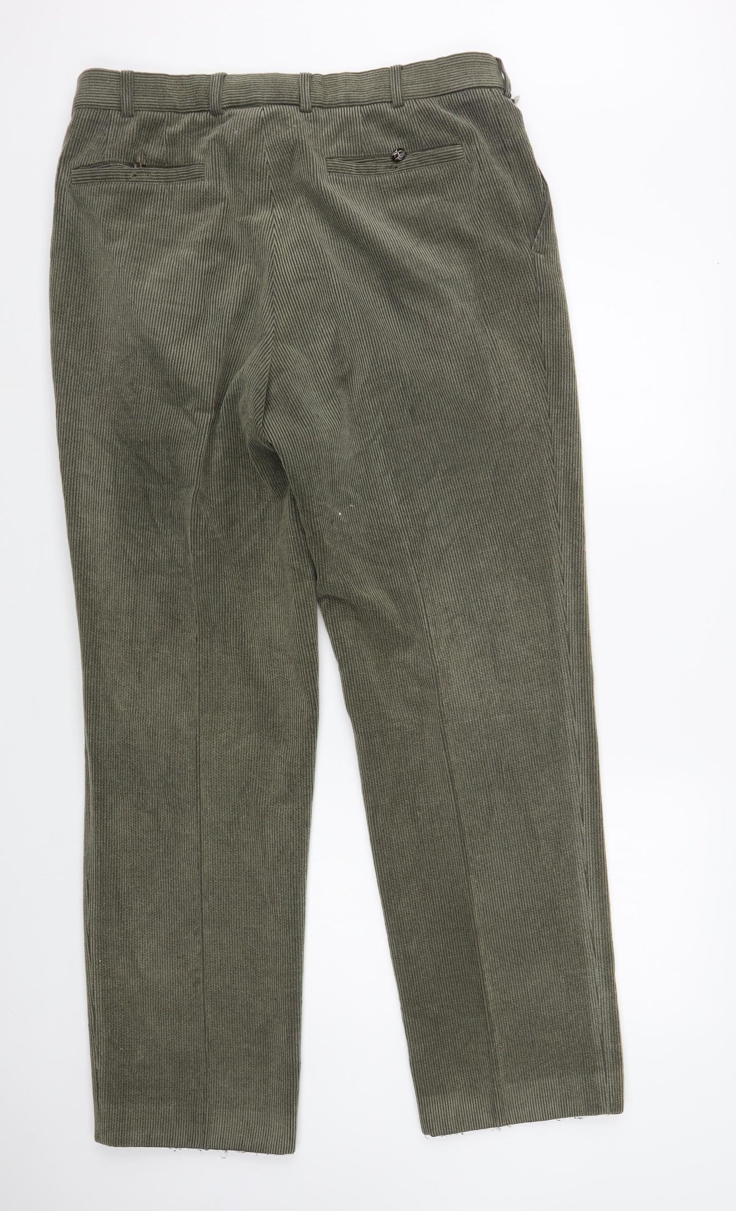 Meyer Mens Green Polyester Trousers Size 36 in L32 in Regular Button