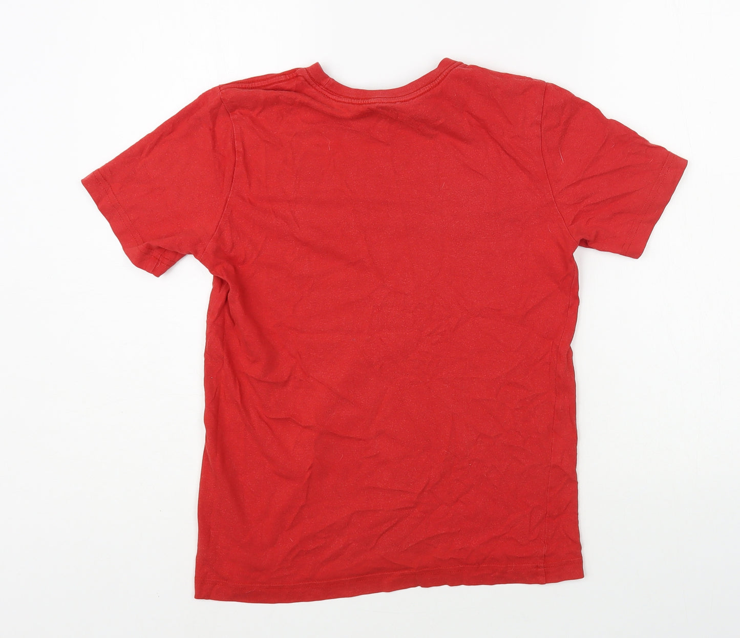 adidas Boys Red Cotton Pullover T-Shirt Size 11-12 Years Crew Neck Pullover
