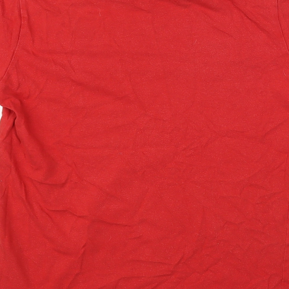 adidas Boys Red Cotton Pullover T-Shirt Size 11-12 Years Crew Neck Pullover