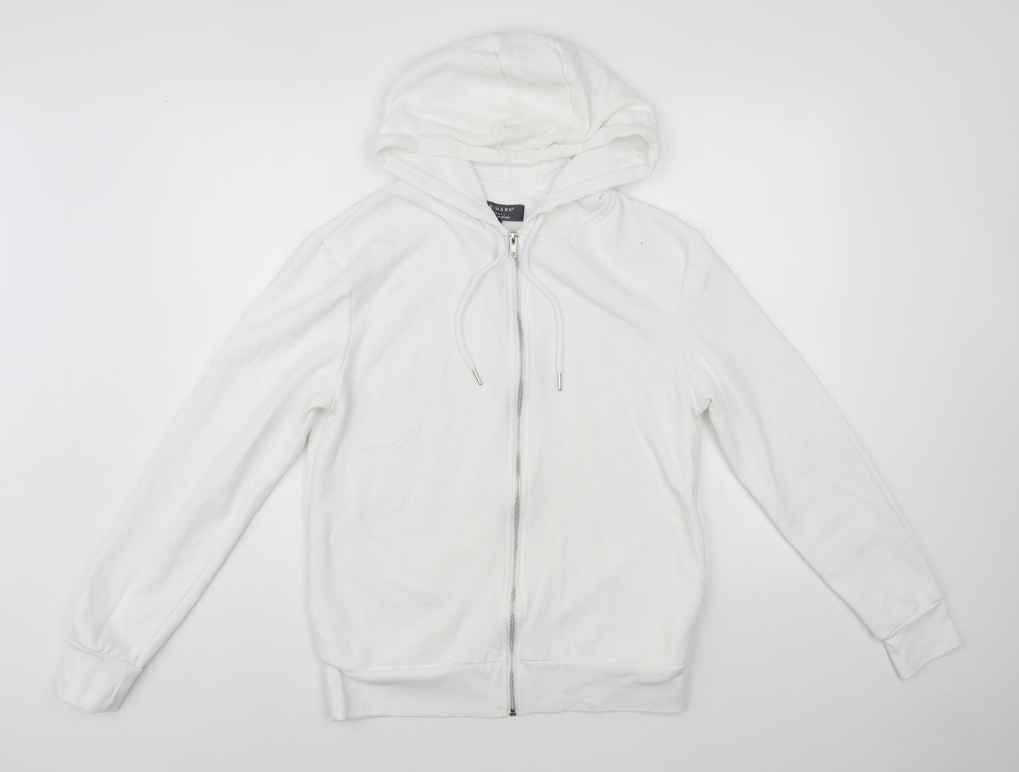 Primark Womens White Cotton Full Zip Hoodie Size S Zip