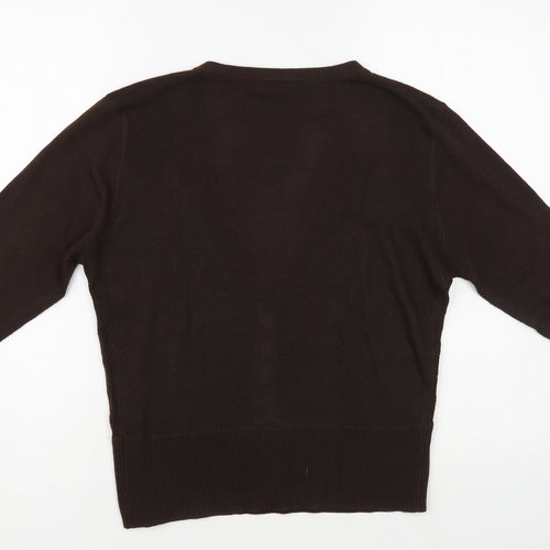 Atmosphere Womens Brown V-Neck Acrylic Cardigan Jumper Size 16