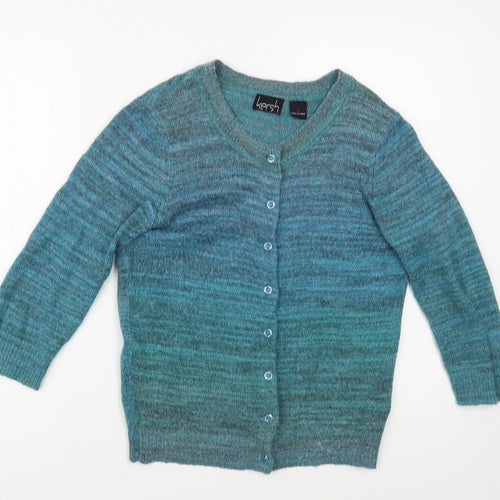Kersh Womens Green Round Neck Acrylic Cardigan Jumper Size M