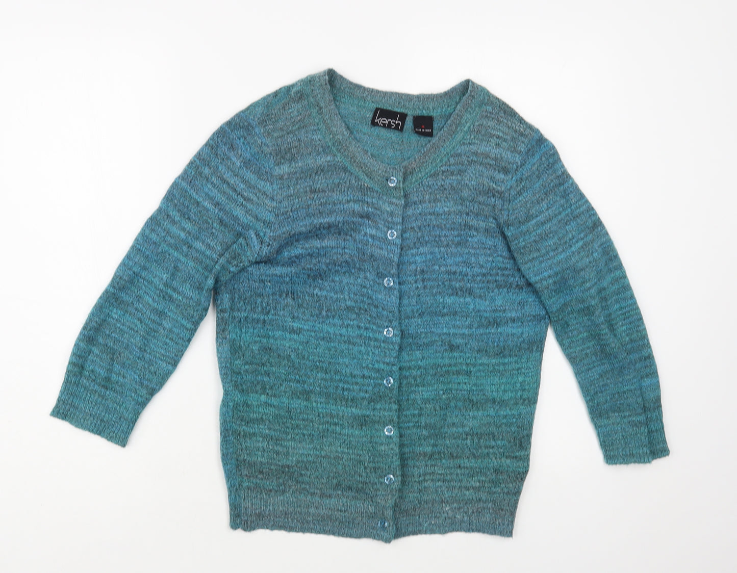 Kersh Womens Green Round Neck Acrylic Cardigan Jumper Size M