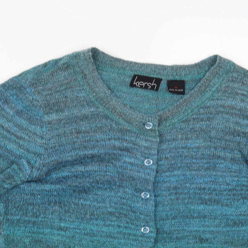 Kersh Womens Green Round Neck Acrylic Cardigan Jumper Size M