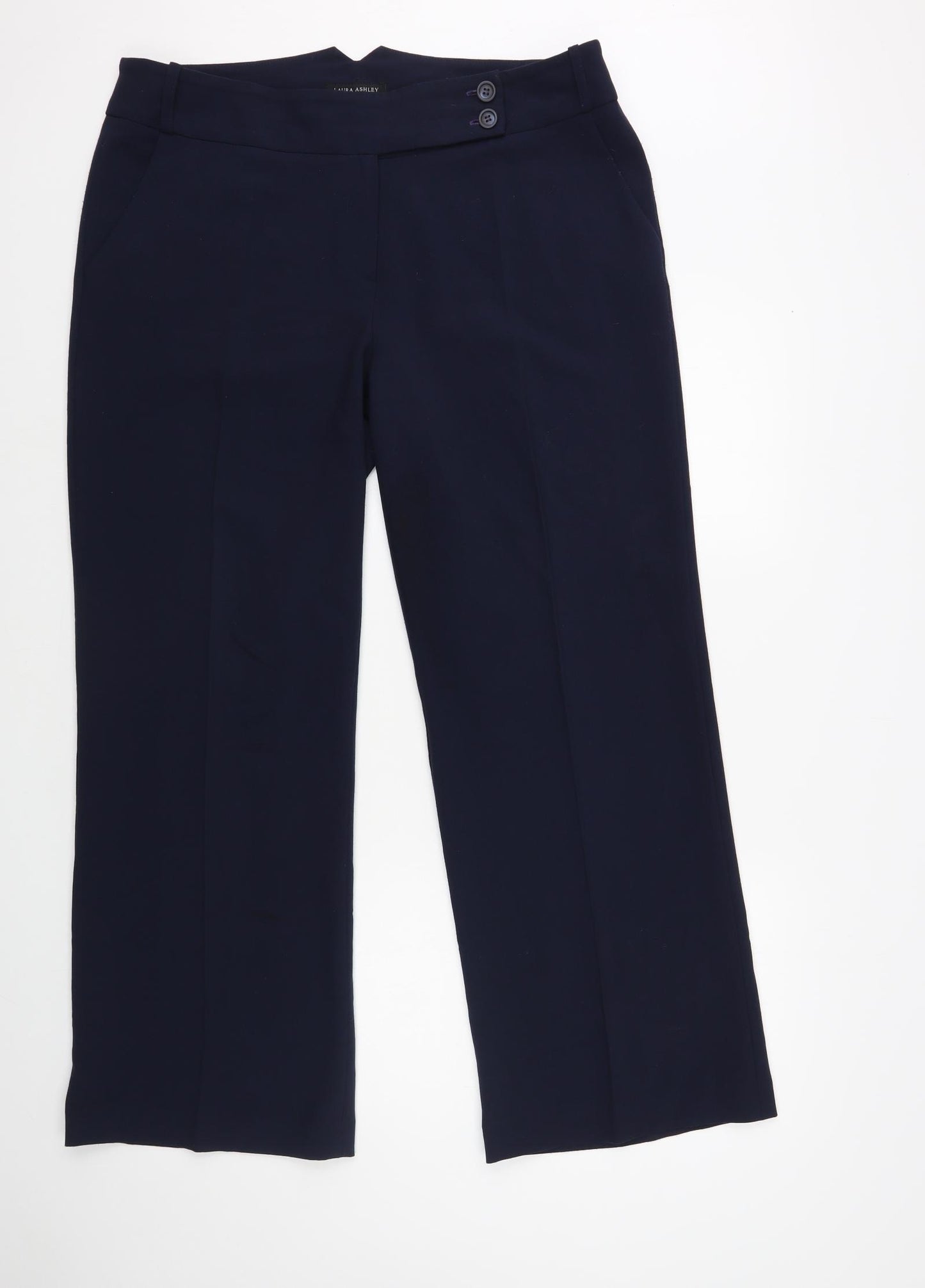 Laura Ashley Womens Blue Polyester Dress Pants Trousers Size 16 L31 in Regular Button