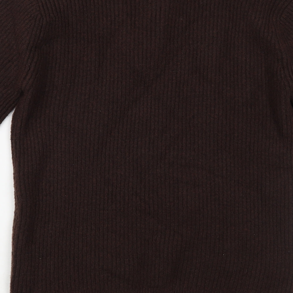 Topshop Womens Brown V-Neck Polyester Tunic Jumper Size M