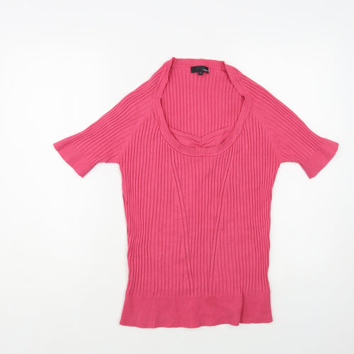 NEXT Womens Pink Scoop Neck Viscose Pullover Jumper Size 16