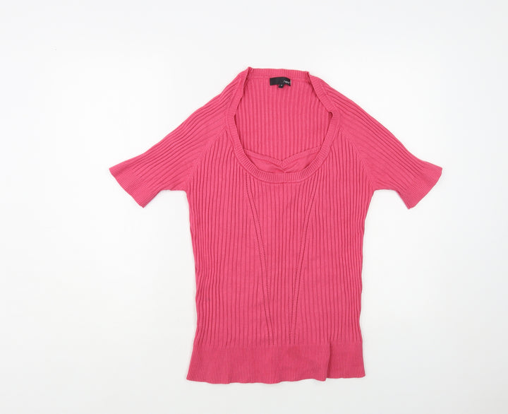 NEXT Womens Pink Scoop Neck Viscose Pullover Jumper Size 16