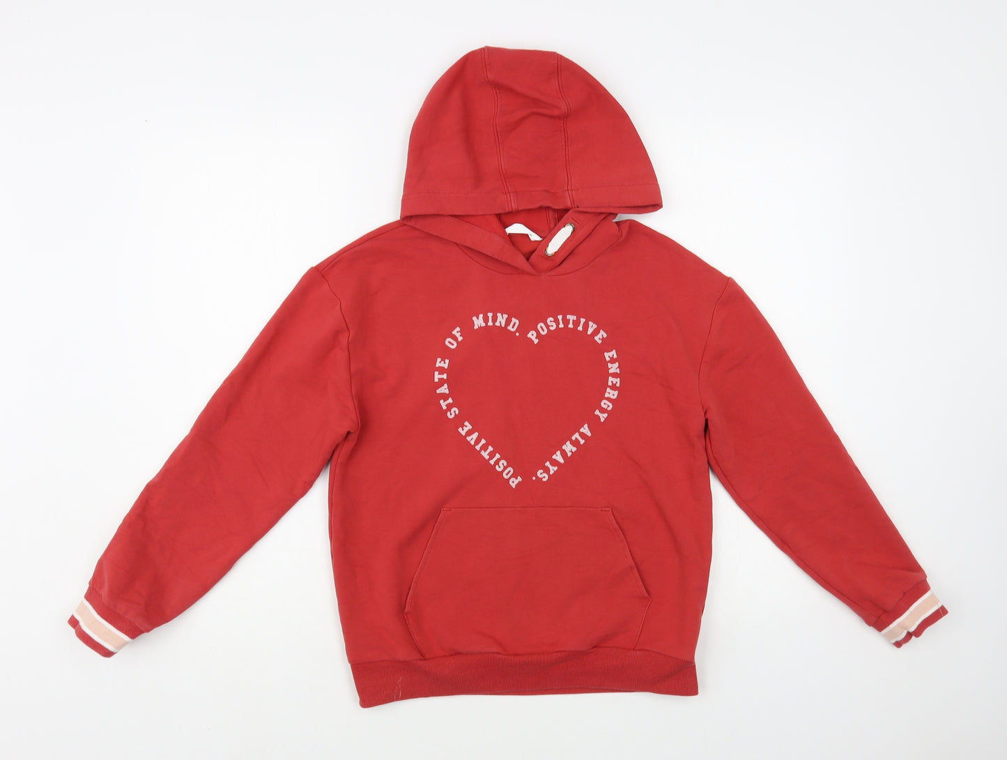 Marks and Spencer Girls Red Cotton Pullover Hoodie Size 11-12 Years Pullover - Herat