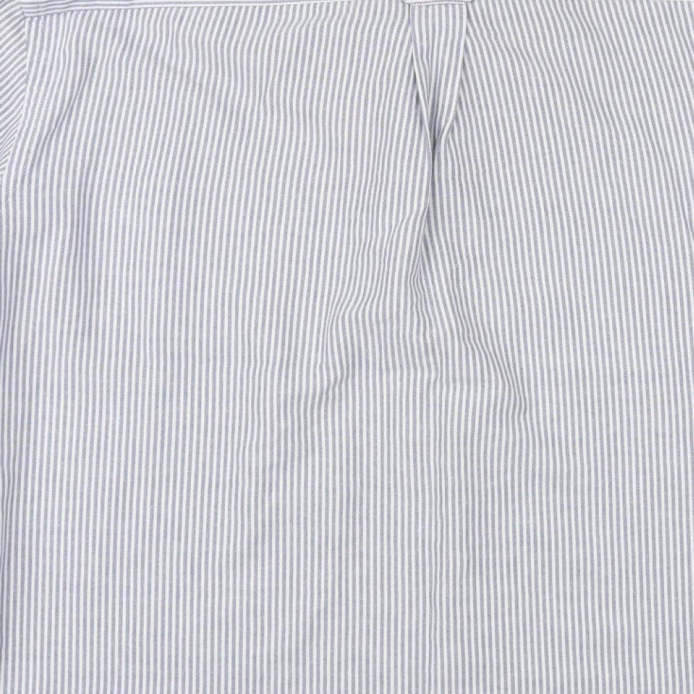 TU Mens Blue Striped Cotton Button-Up Size XL Collared Button
